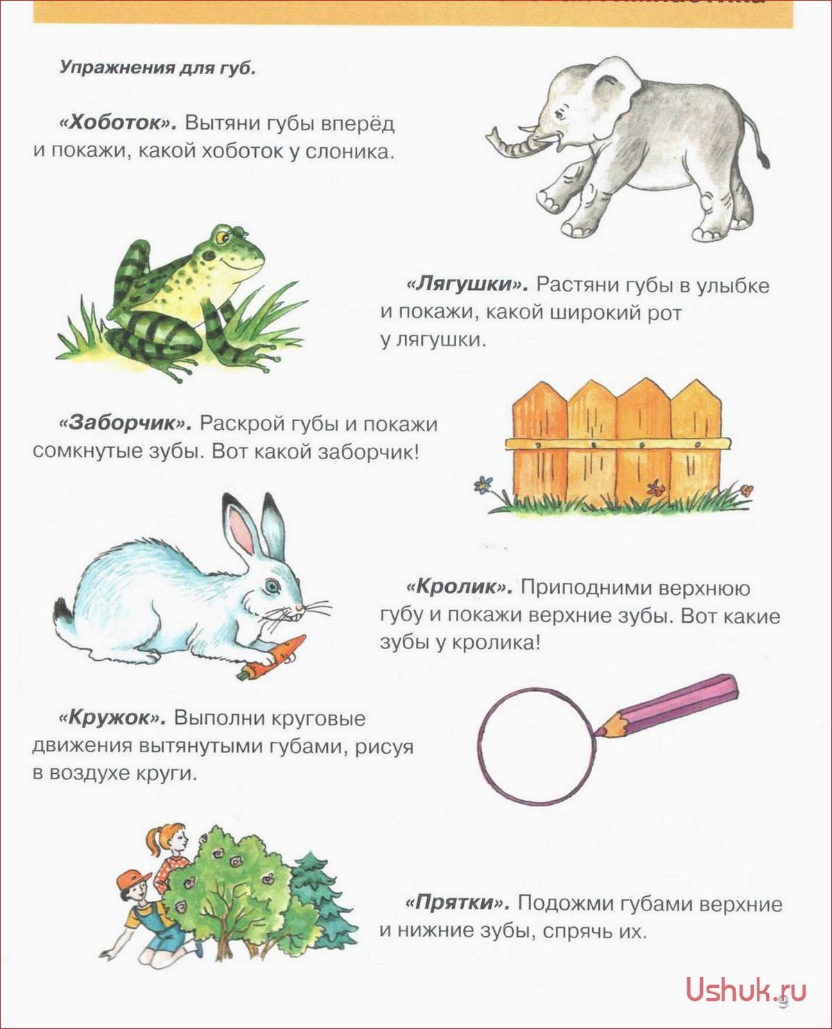Упражнения для развития речи ребенка